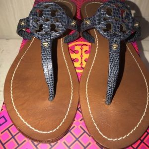 Tory Burch Mini Millers Navy croc size 8 Mint❤️